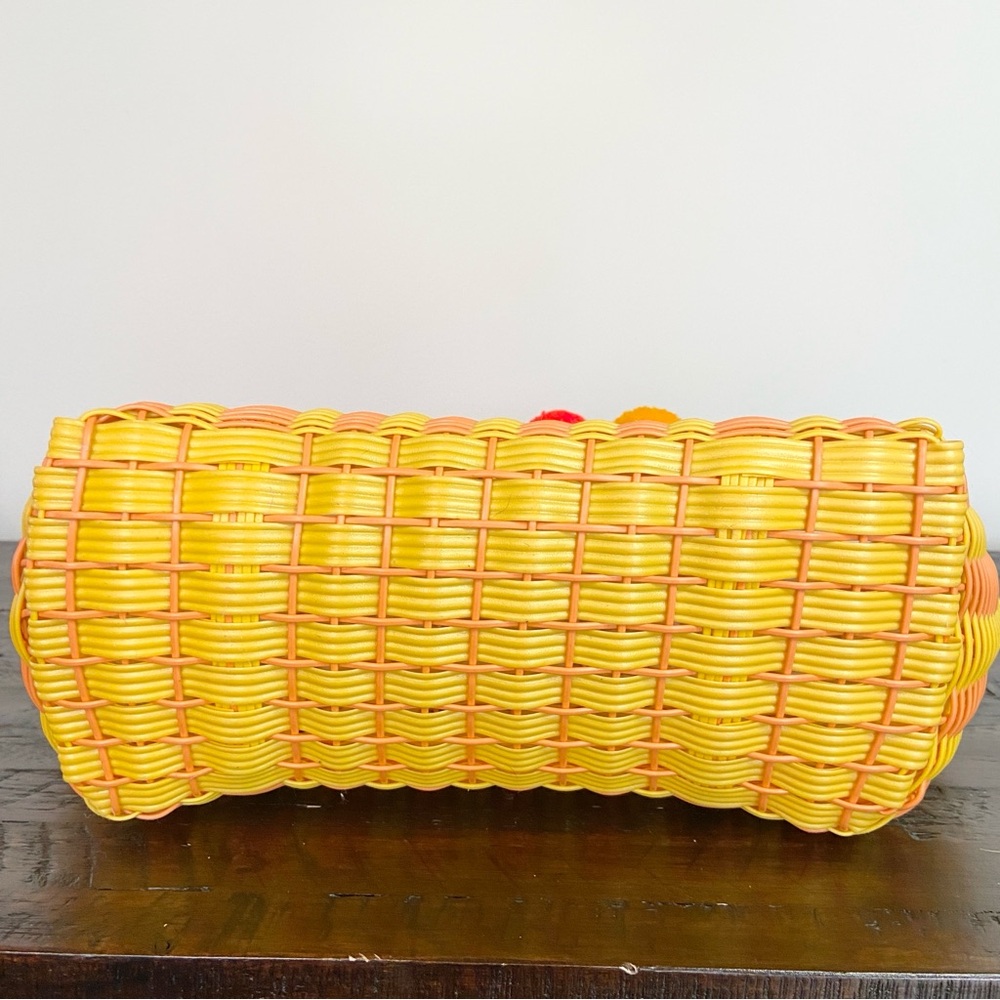Boutique Jenny Bag Orange & Yellow Recycled Plastic Woven Tote Bag Nwot View 5